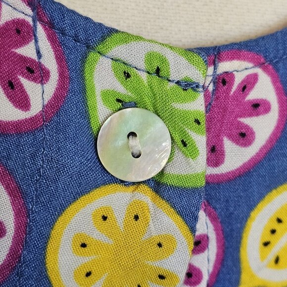 Retro 90s Fruit Print Colorful Maxi Button Down Dress Long Rayon Sz L Or Loose M - Picture 10 of 12